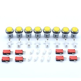8 Pcs 30mm Arcade Chrome Plated 12V Illuminated LED Push Buttons MAME JAMMA Game