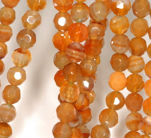 CUENTAS SUELTAS REDONDAS FACETADAS PIEDRAS PRECIOSAS DE ÁGATA CORNALINA DE 8 MM 7,5 pulgadas - Imagen 2 de 4