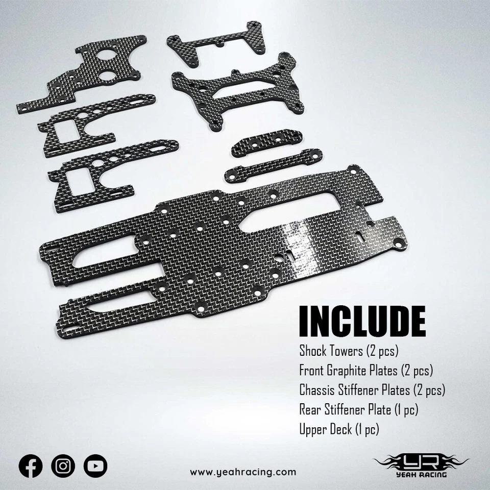 Yeah Racing KYOP-S03BK/S Carbon Set for Kyosho Optima Pro - Image 2 of 4