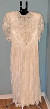Vintage 80s JESSICA MCCLINTOCK BRIDAL Gunne Sax Dress Lace Cottagecore Ivory 10