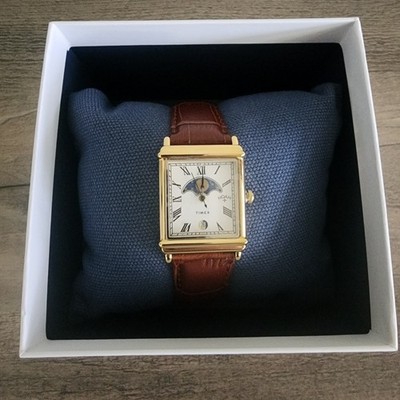 New NOAH x TIMEX Moon Phase Watch Gold Brown Wristwatch Watch