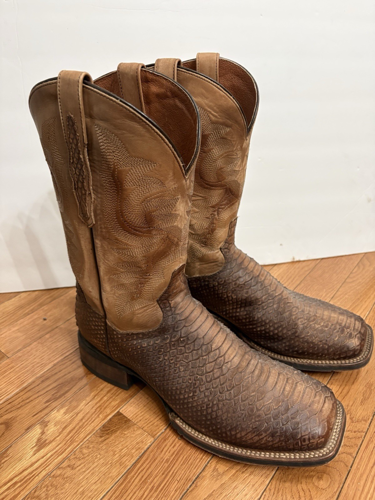 Dan Post KA Faux Python Print Leather SquareToe W… - image 1