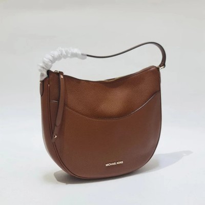 MICHAEL KORS DOVER LARGE HALF MOON SHOULDER HOBO LEATHER BAG LUGGAGE NEU