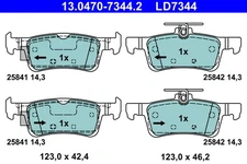 Rear Axle ATE 13.0470-7344.2 Brake Pad Set, Disc Brake for Ford