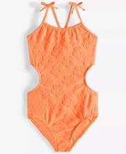 NWT Macys Breaking Waves Big Girls Terry Texture Cut-Ou Orange 14