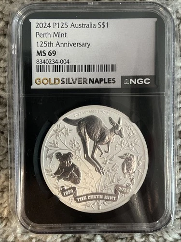 2024 P125 Australia S$1 125th Anniversary Silver Coin NGC MS 69 Koala Kangaroo