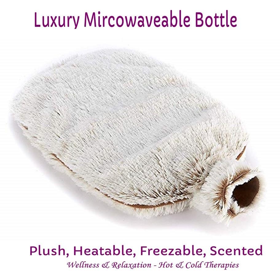 Luxury Heatable Bottle Microwavable Faux Fur Lavender Scented Heat Pad Beige