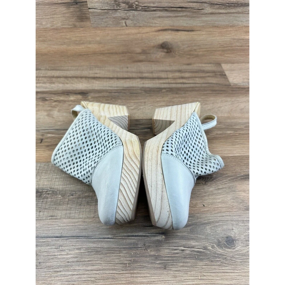 FREE PEOPLE Talla 6| 37 Zuecos de Cuero para Mujer Logan Tacones con Tirantes Hechos en España Beige Foto 2 de 4