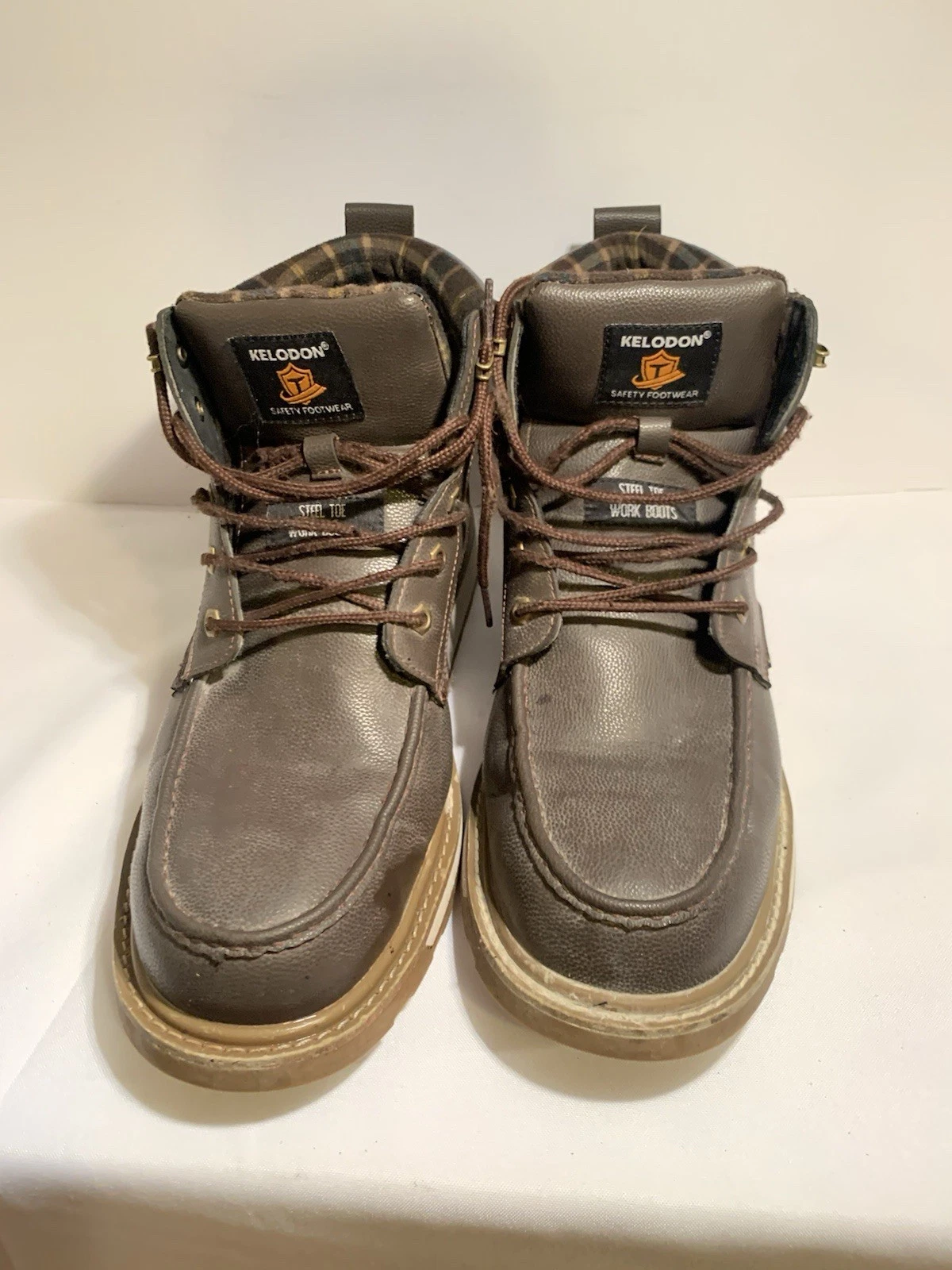 KELODON Waterproof Steel Toe Boots for Men-6 Leather Work Boots US 12 Brown