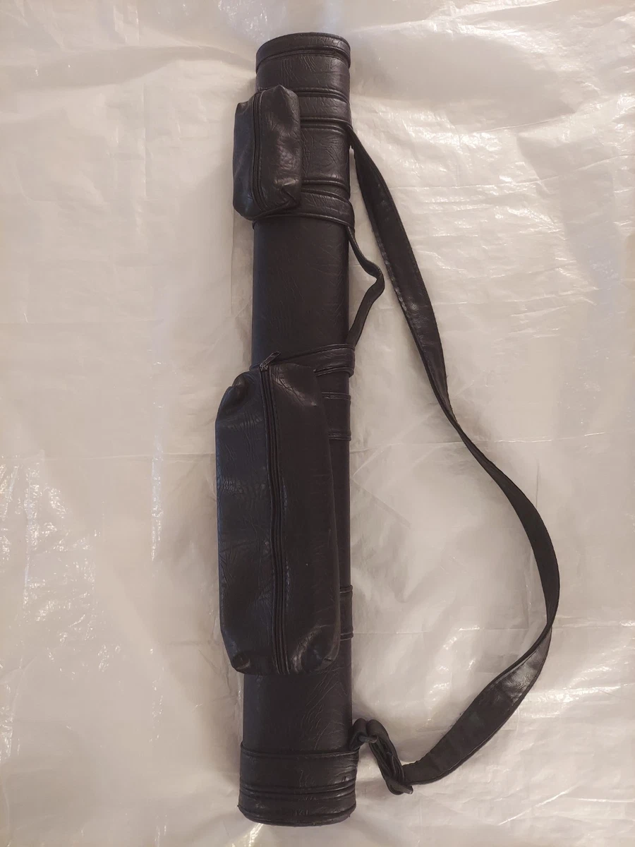 Vintage Giuseppe Billiard Pool Cue Black Leather Case 4 Slots 2 x