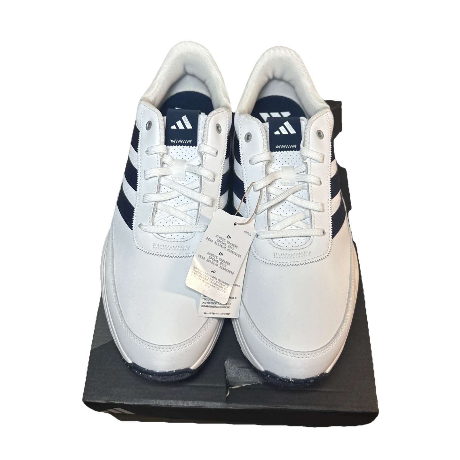 Adidas S2G 24 Leather Spikeless Golf Shoes White Navy Mens Sz 9.5 W/ Box If6606