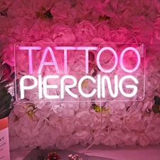  TATTOO Neon Sign Light Salon Studio Shop Plaque Pink LED Pink White Tattoo