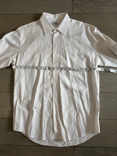 Hermes Shirt Mens Striped Career Dress Designer Luxury Formal Size 41 16 - Picture 8 of 10