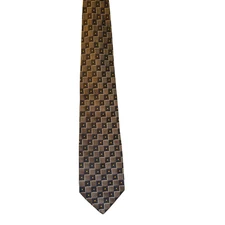 Altea Italy Silk Tie for Lord & Taylor Gray Black Yellow Geometric Square Patter