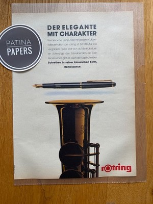 1990 Rotring Renaissance Kolben Füllfederhalter Vintage Ad Retro Werbung Reklame