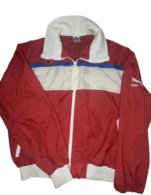 Vintage 90s Puma Windbreaker Jacket Red White Blue   Size L