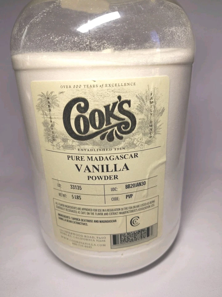 Polvo de vainilla Cook’s Pure Madagascar 5 lb, World’s Finest Gourmet Fresh Premium  Foto 2 de 4