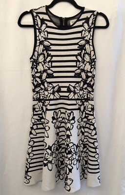 eliza j stripe fit and flare dress Eliza J Womens Navy White Striped Cold Shoulder Fit Flare Dress Size 10 EJ7M8156