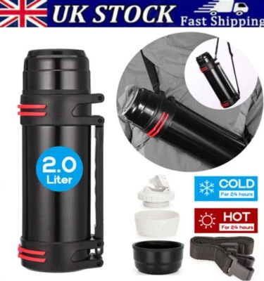 2L Thermos Flask Stainless Unbreakable Vacuum Handle Drinks Bottle Leak-Proof