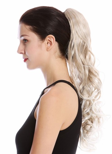 Hair Piece Ponytail Long Curls Wetlook Straggly Blonde Streaked 55 CM - Picture 3 of 3