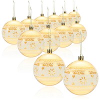 12X Weihnachtskugeln, Christbaumkugeln Bruchsicher Aus Kunststoff, Goldfarben