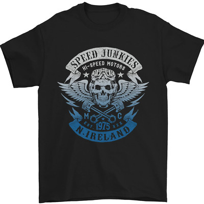 N. Ireland Speed Junkies Biker Motorrad Herren T-Shirt 100% Baumwolle