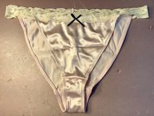 Women Panties,bikinis ILUSION Size S.Light Pink Satin Soft W/Fishnet Waistband