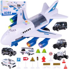 MalPlay Transport Kinder Flugzeug Autos Spielzeug Frachtflugzeug Licht Sound