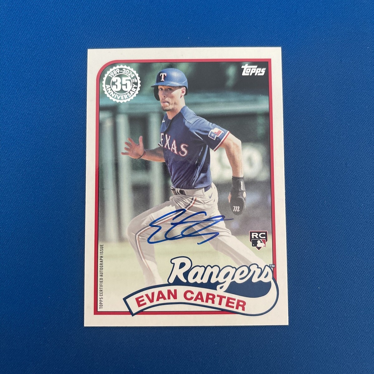 2024 Topps Series 1 #89BA-EC Evan Carter 1989 Design RC Auto 