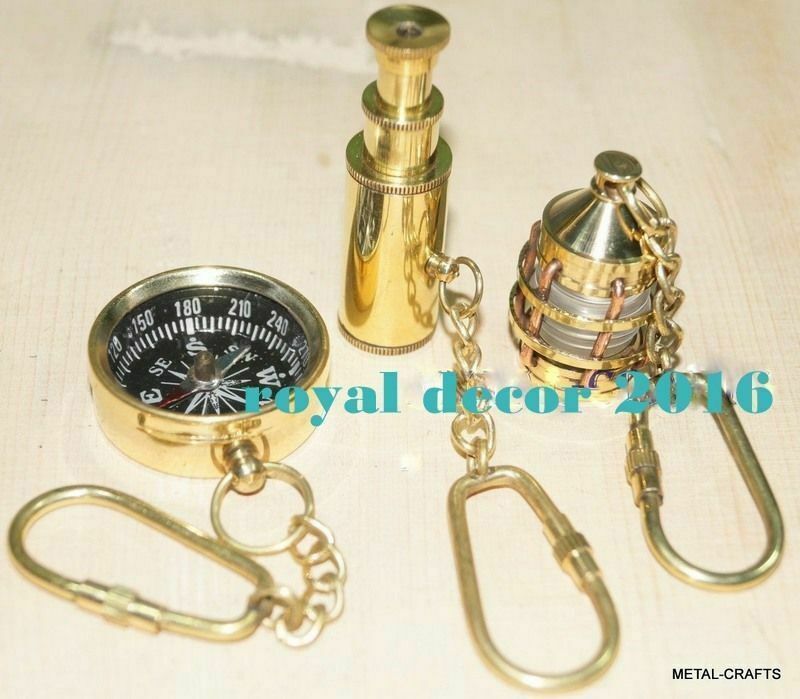 Vintage Antique Brass Compass Man Women CHRISTMAS Car Key Rings