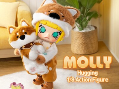 POP MART MOLLY Hugging 1/8 Action Figure with Stuffed Shiba Inu