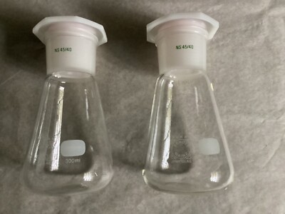 2 x Erlenmeyerkolben 300ml -weihals-, NS45/40, incl. Stopfen -Fa. Schott- *NEU*
