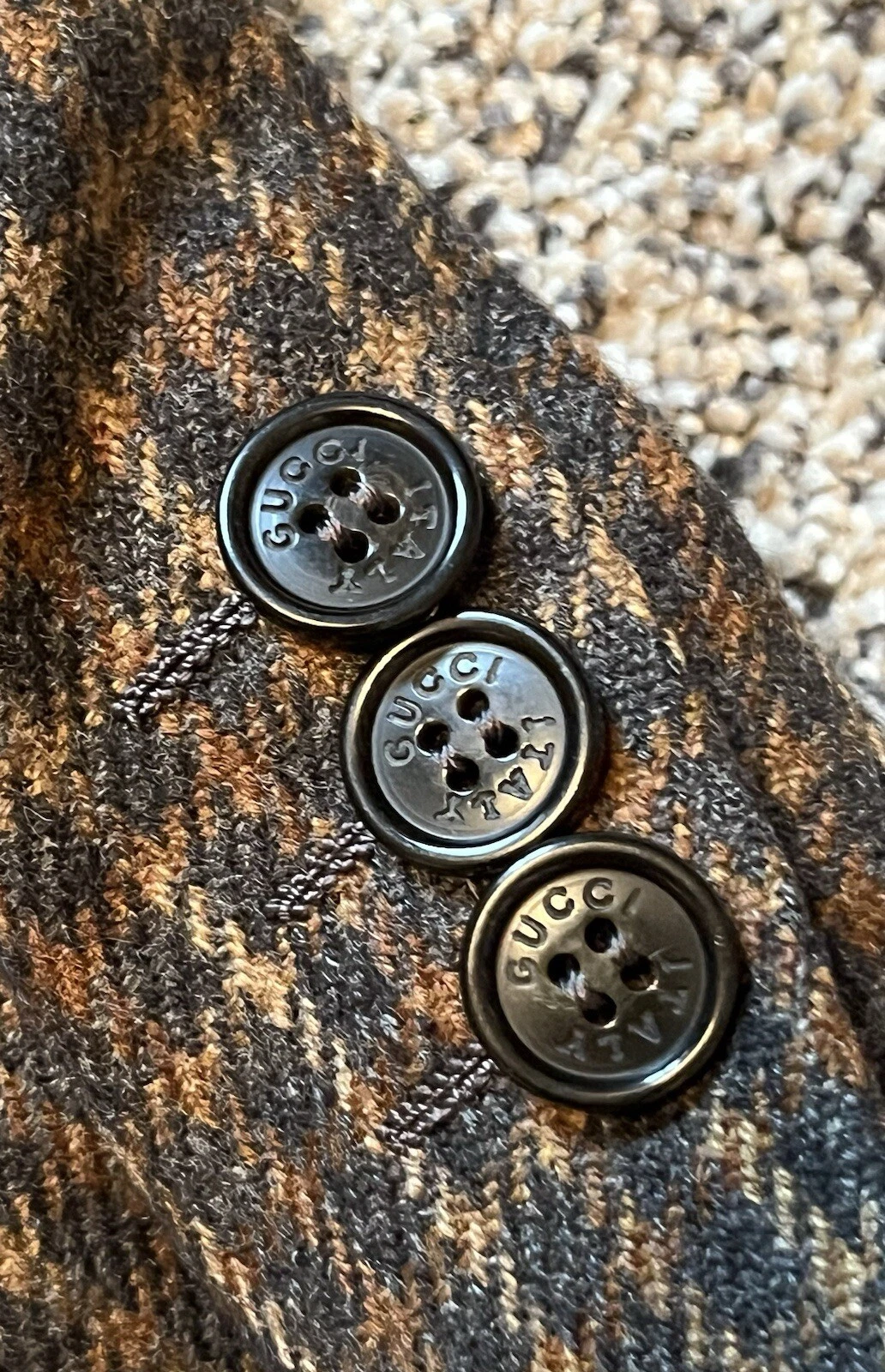 Cappotto sportivo blazer monopetto vintage anni 90 Gucci 100% cashmere a quadri taglia 52