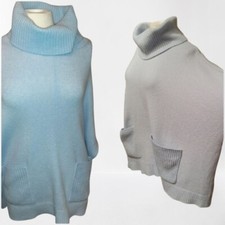 Loft Women's Mock Neck Poncho Style Knit Sweater 8ce Blue M/L Medium