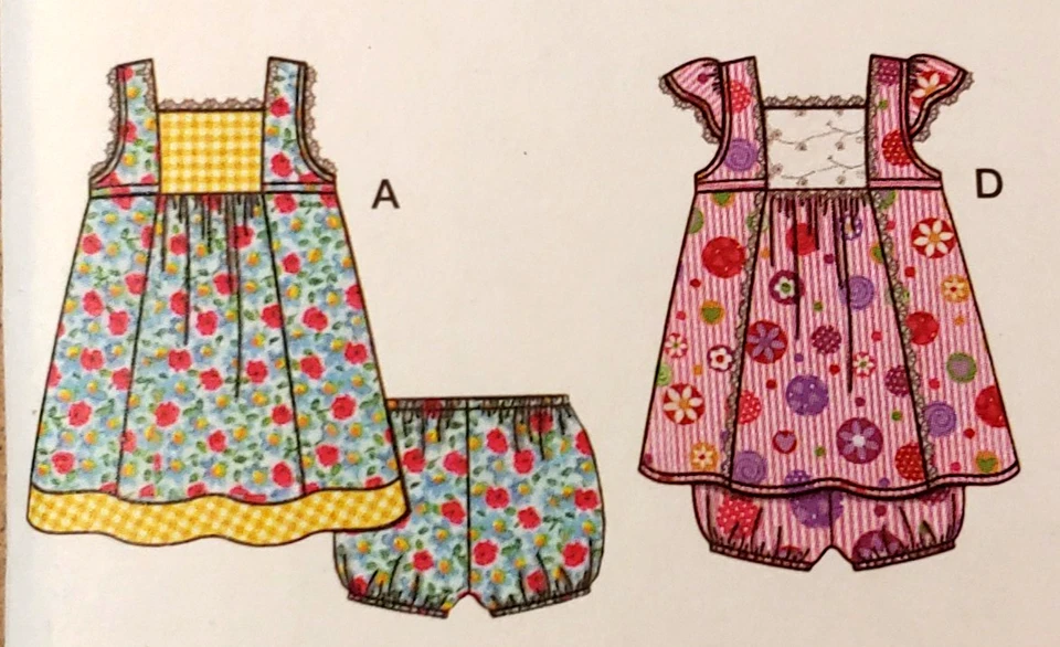 Simplicity 2985 Babies dress in two lengths, Top, Cropped Pants, Panties xxs-L - Image 3 of 4