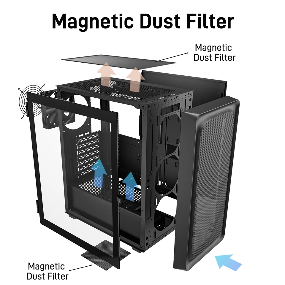 DARKROCK EC2 Black ATX Mid Tower PC Case Supports 40 Graphics Cards - Image 2 of 4