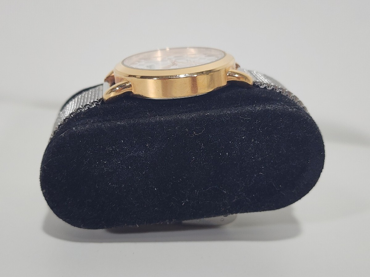 Coach Dark Silver-Tone Mesh Watch with Rose Gold Accent Circles Designed with a modern minimalist sensibility, this two-tone  main image 3