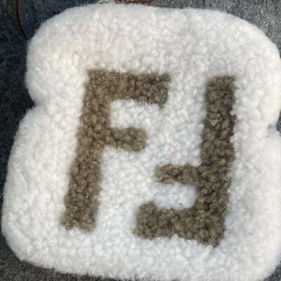 Fendi Shearling Toast Bag Charm Coin Pouch Key Chain Accessory