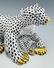 🦋 Mint Herend Large Classic Kingdom Polar Bear Pair Black Fishnet Figurine