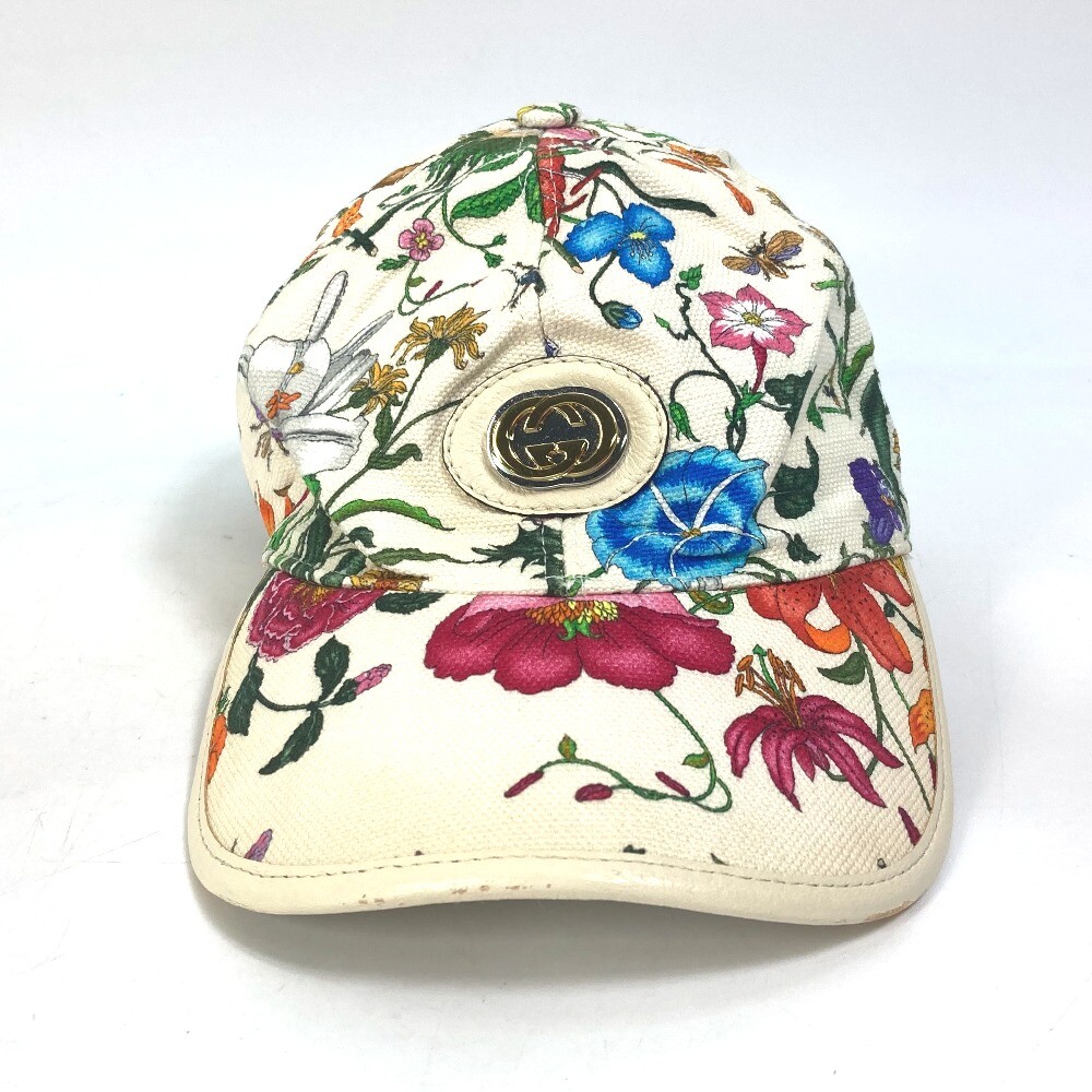 GUCCI GG Floral Pattern Flower hat cap baseball cap White 