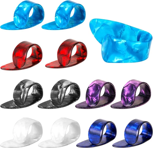 12Pcs Guitar Finger Thumb Picks Medium Thumbpicks Celluloid Banjo Ukulele Bass