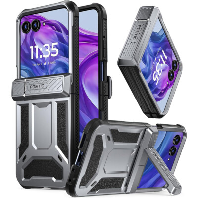 For Moto Razr Plus 2024 / 2025 Case Poetic with Kickstand Cover Gun Metal