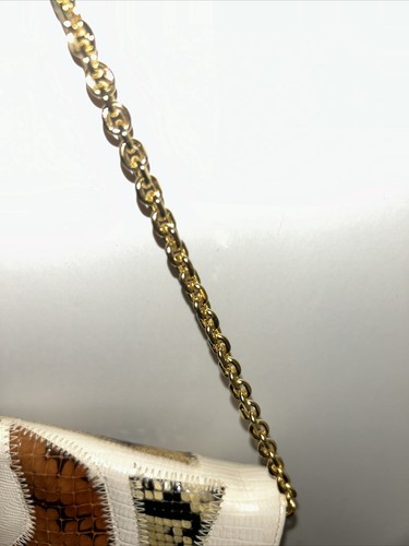 Vintage Clutch Original Caprice Patchwork Schlangenhaut Umschlag Geldbörse Goldkette - Bild 17 von 18