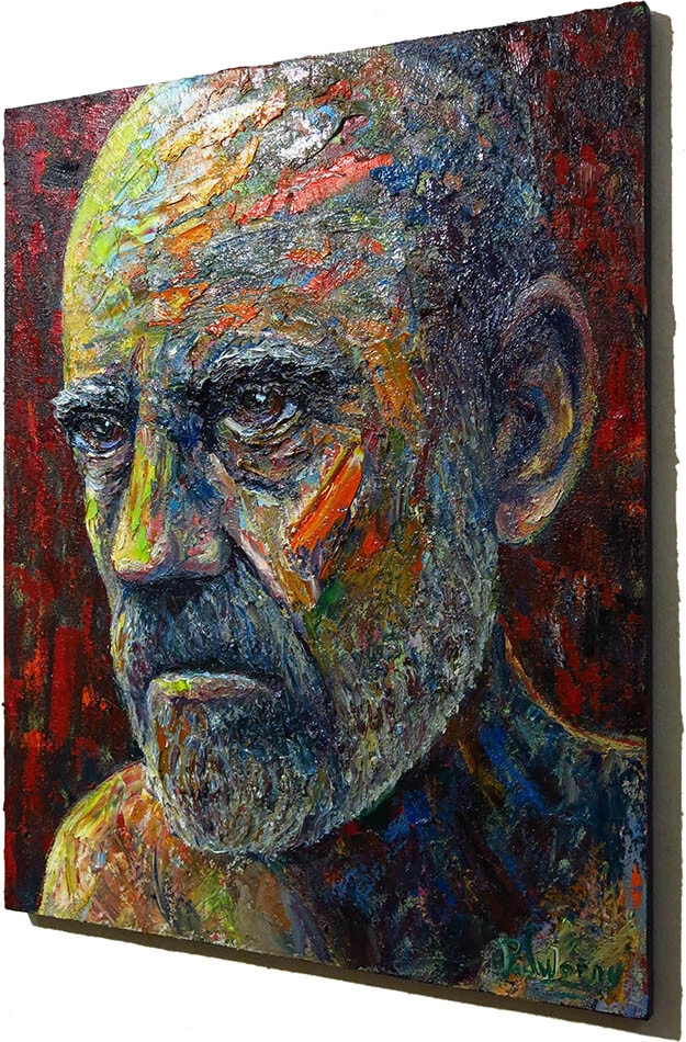 ORIGINAL 30x24" OIL█PINTURA█DE COLECCIÓN█EXPRESIONISMO█ARTE FIRMADO HOMBRE RETRATO MASCULINO Foto 4 de 4