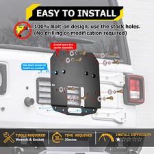 Spare Tire Carrier Relocation Plate For Jeep Wrangler JL w/rear proximity sensor