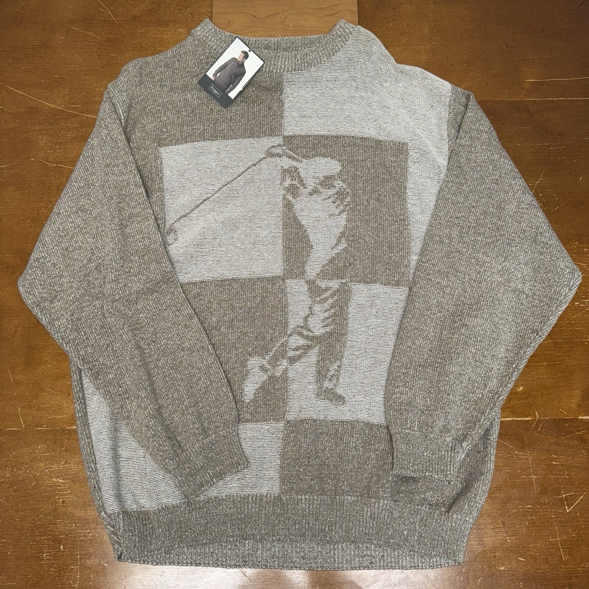Vintage Haggar Sweater Mens 2XL Beige Crewneck Pullover USA Golf