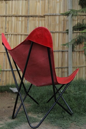 Classic Leather New Vintage Butterfly Chair Cover with Fold-able Iron Stand - Picture 5 of 6