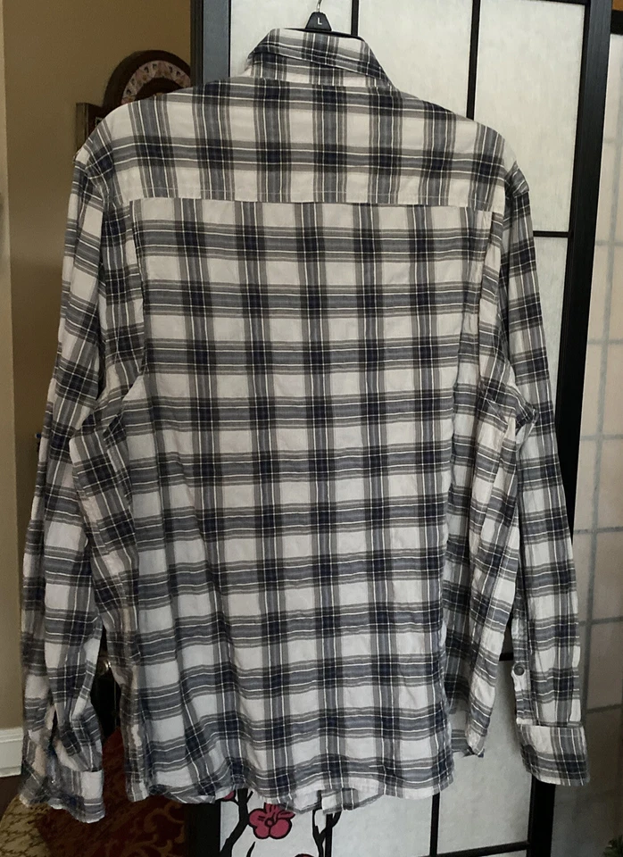 Camisa William Rast Para Hombres XL Algodón Elástico Cuadros Frente a Presión Manga Larga Foto 2 de 4