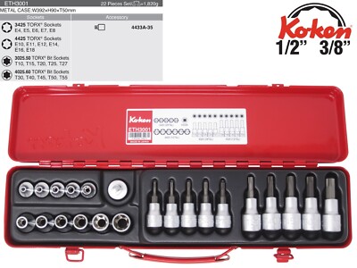 Koken Steckschlüsselsatz-Torx in 3/8'' & 1/2'' -ETH3001