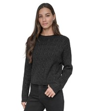 DKNY Jeans Women's Lightweight Cable-Knit Sweater Black Size M MSRP 69